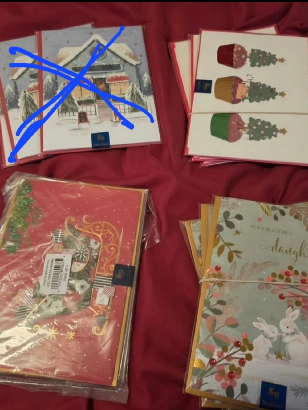 LOT OF 34 NIQUEA.D Luxury Hand-Decorated Christmas &Thanksgiviing Holiday Cards